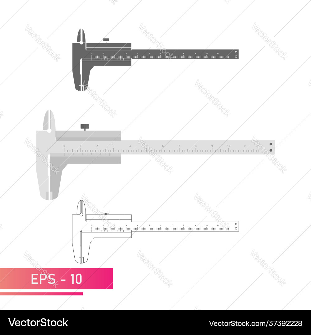 A set calipers with numerical scale A set calipers with numerical scale vector image