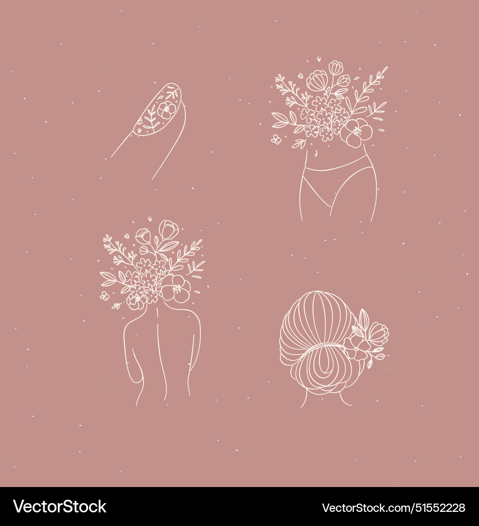 Beauty floral woman modern icons finger belly Beauty floral woman modern icons finger belly vector image