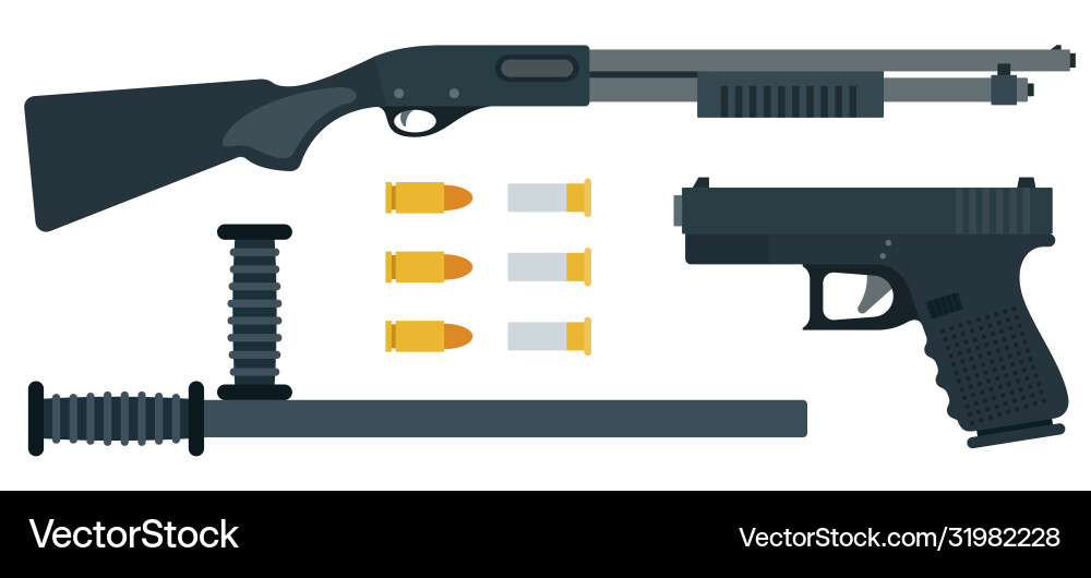Different types police weapons Different types police weapons vector image
