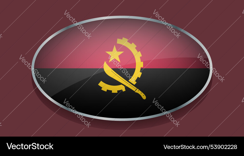 Eclipse shape of angola flag with original color Vector Image
