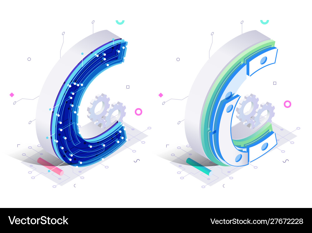 Letters c with connecting elements Letters c with connecting elements vector image