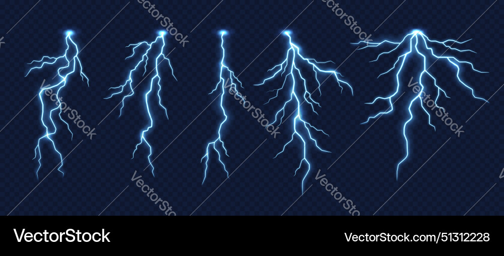Lightning thunderstorm effect blue flash strikes Vector Image