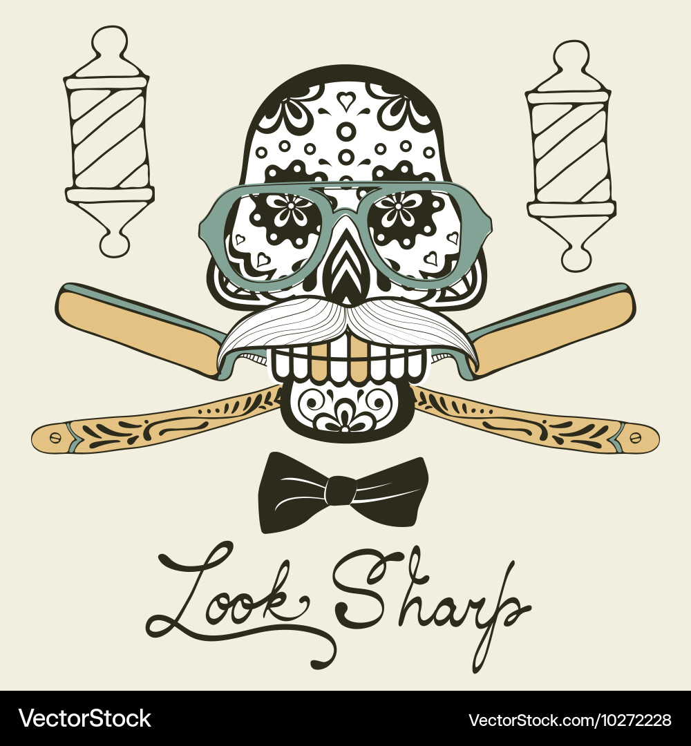Look sharp skull with mustache vector image