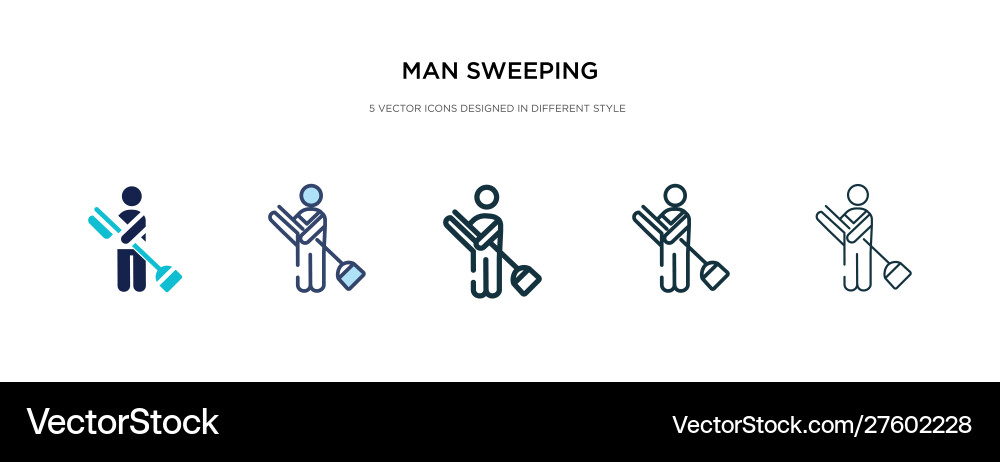 Man sweeping icon in different style two colored Man sweeping icon in different style two colored vector image