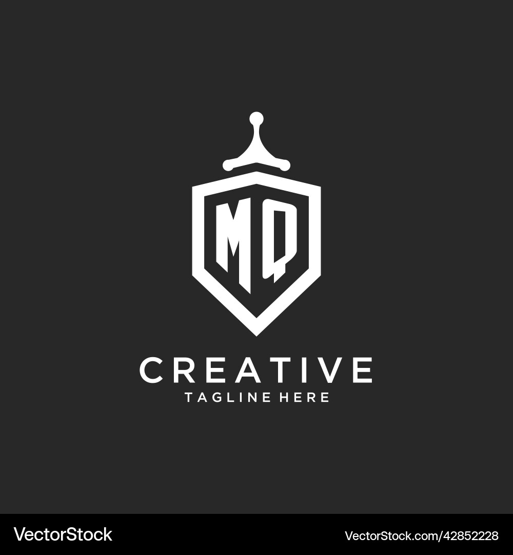 Mq monogram logo initial with shield guard shape Mq monogram logo initial with shield guard shape vector image