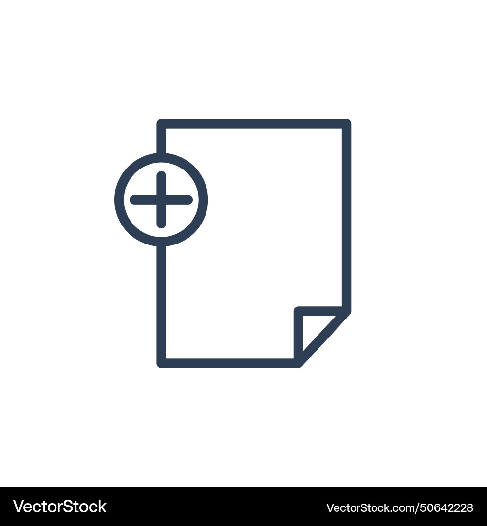 Plus icon inside notepad and document sign vector image