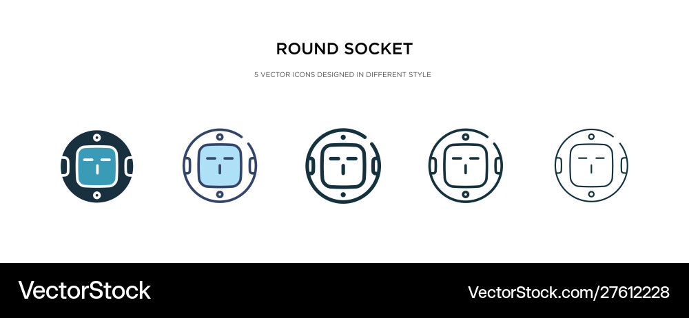 Round socket icon in different style two colored vector image