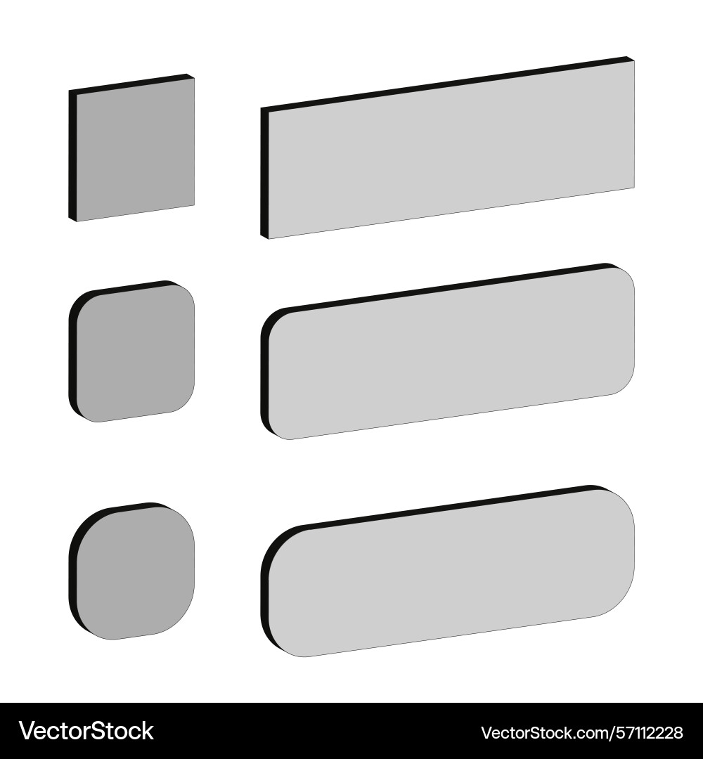 Rounded shape icon rectangle block isometric Vector Image