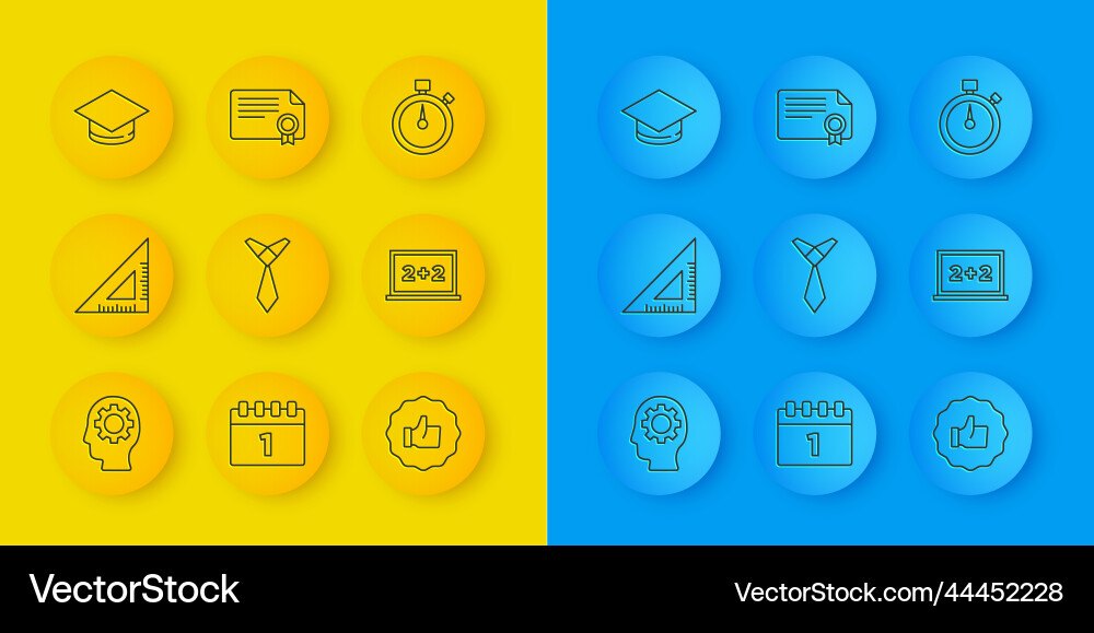 Set line head with gear inside triangular ruler Set line head with gear inside triangular ruler vector image