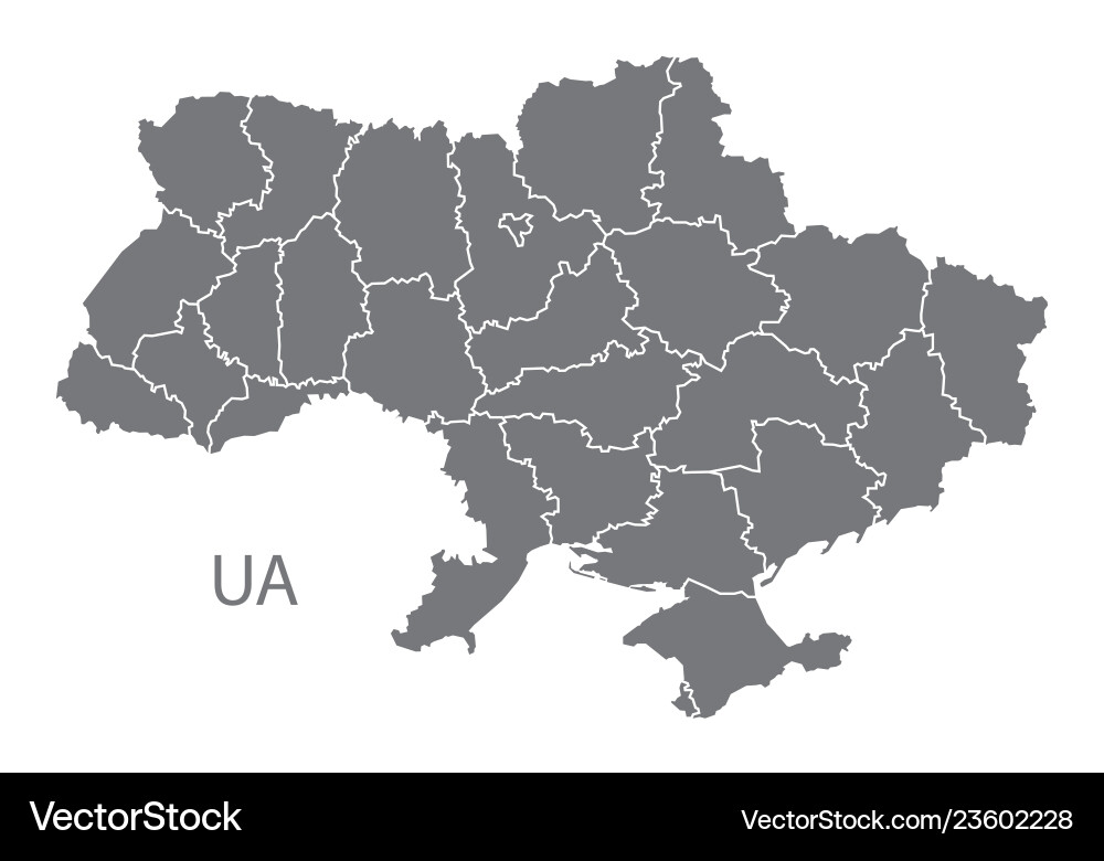 Ukraine map with regions grey Ukraine map with regions grey vector image