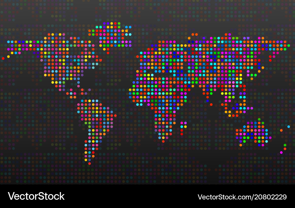 Abstract world map from colorful dots Abstract world map from colorful dots Vector Image
