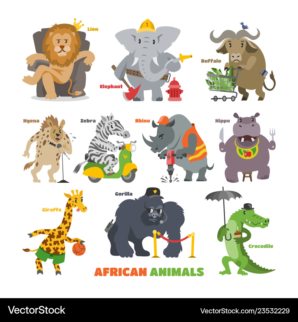 African animals cartoon wild animalistic African animals cartoon wild animalistic vector image