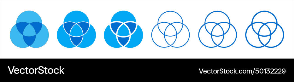Blank solid and wire frame circle overlap vector image