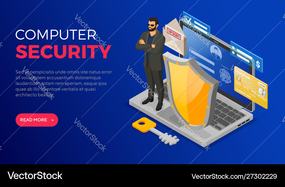 Computer internet and personal data security vector image