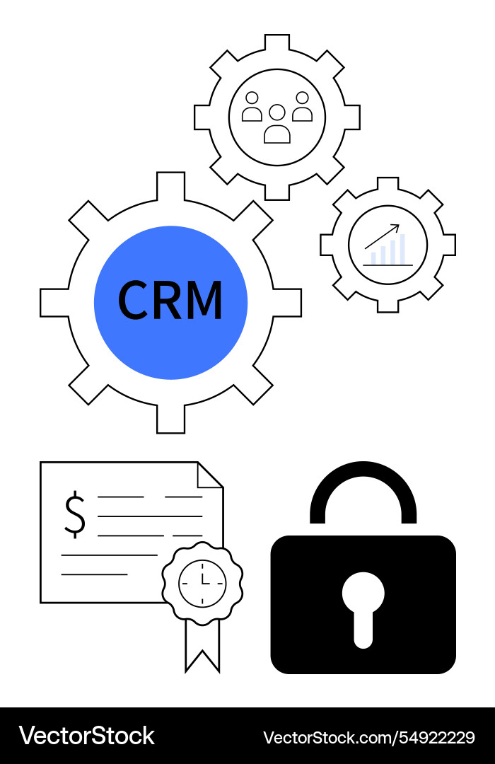 Crm system concepts with gears customer Crm system concepts with gears customer Vector Image