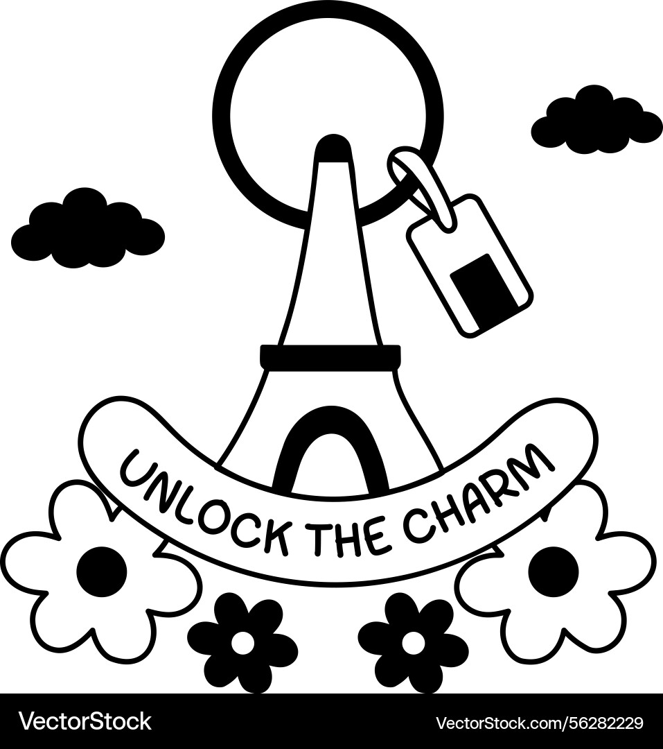 Eiffel Keyring with Unlock Charm Vector Image