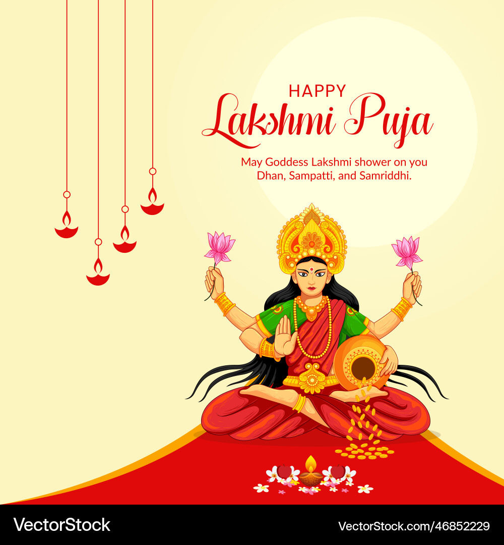 Happy lakshmi puja Banner Design Template Vektorbild