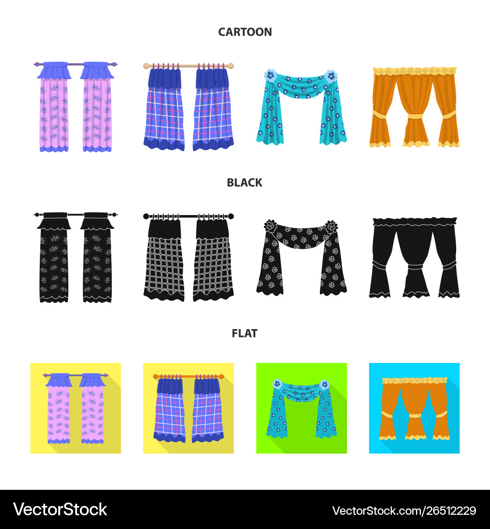 Isolated object curtains and drapes sign set Vector Image