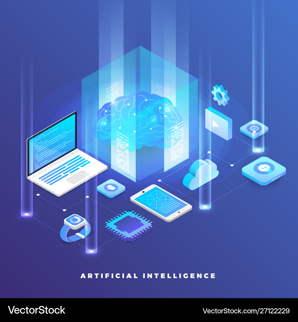 Isometric artificial intelligence Royalty Free Vector Image