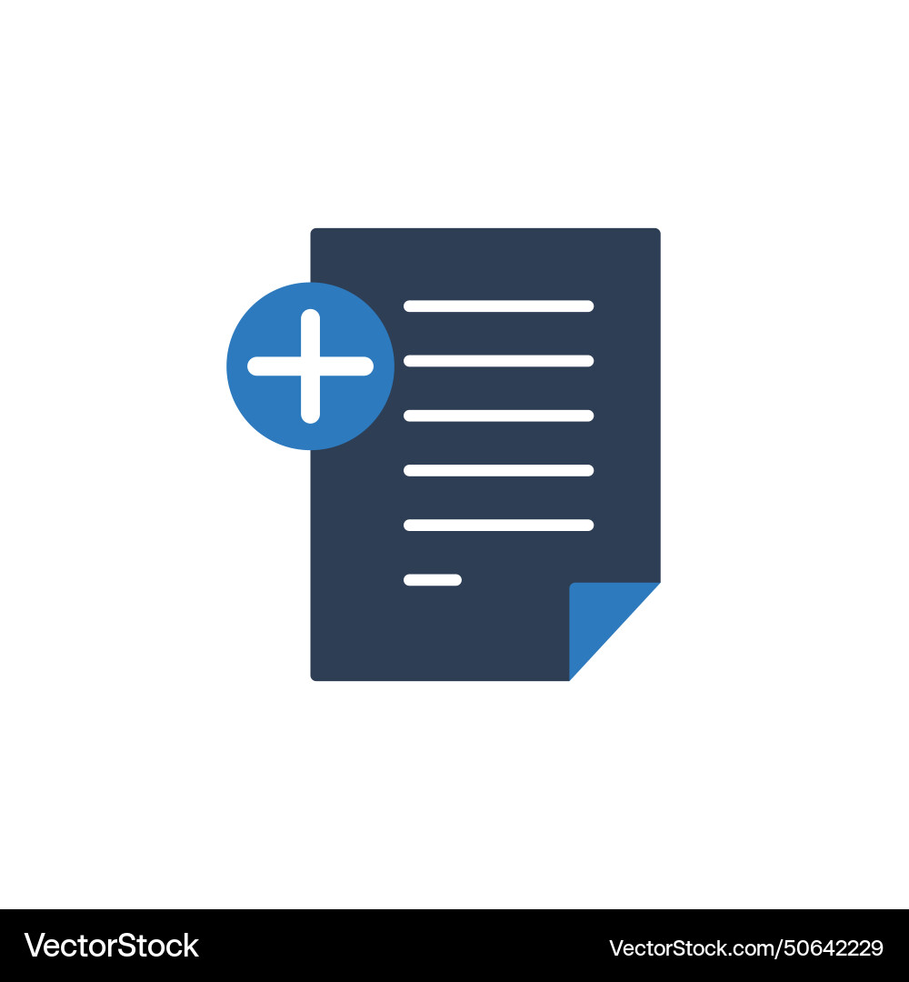 Plus icon inside document and notepad sign vector image