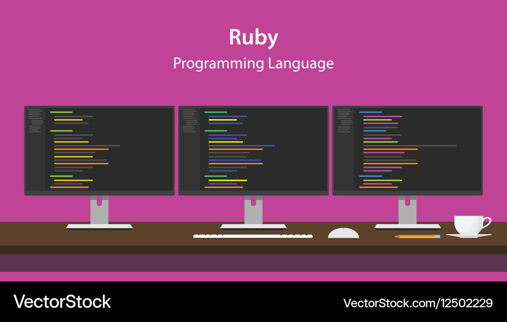 Rubin Programmiersprachencode vektorbild