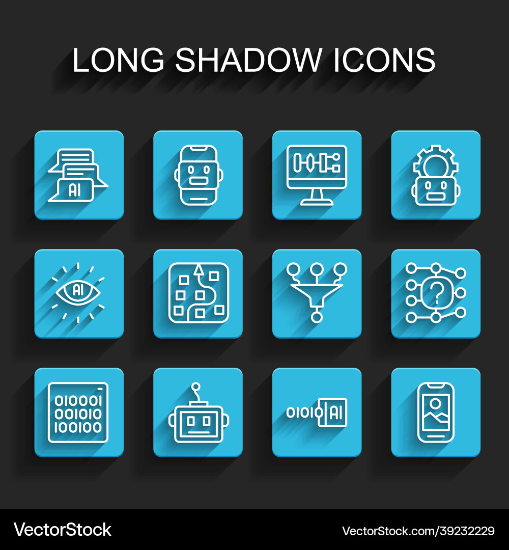 Set line binary code artificial intelligence Vector Image