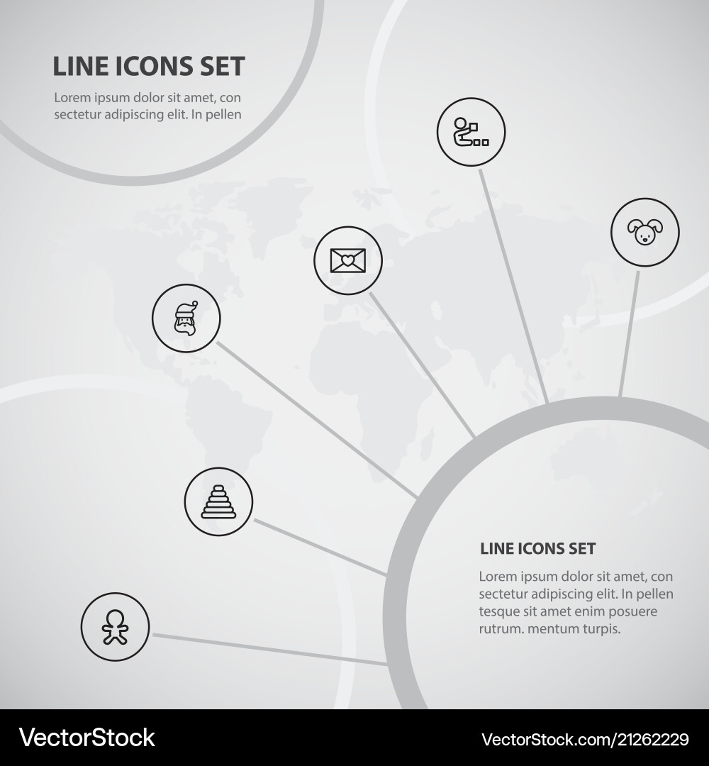 Set of 6 editable kin icons line style includes Set of 6 editable kin icons line style includes vector image