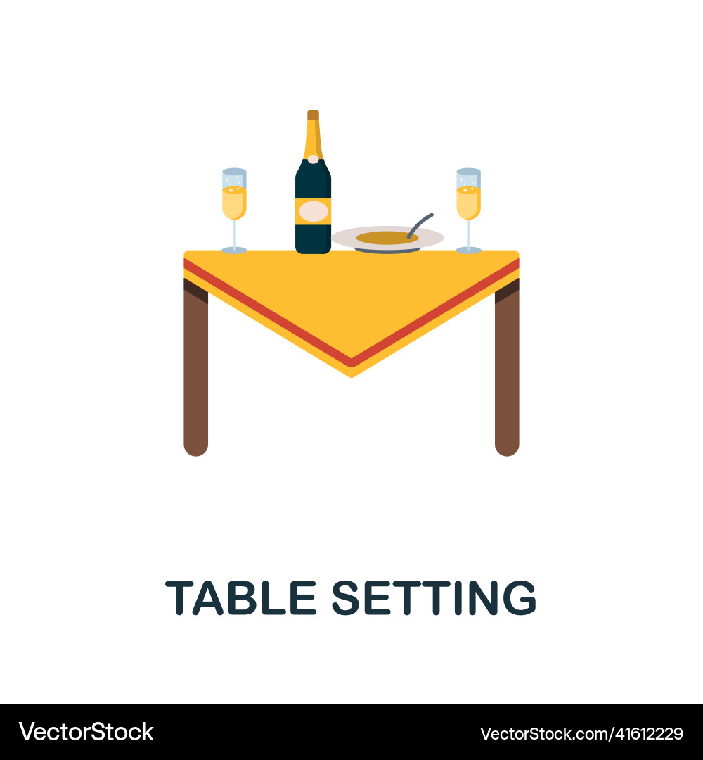 Table setting flat icon colored element sign from vector image