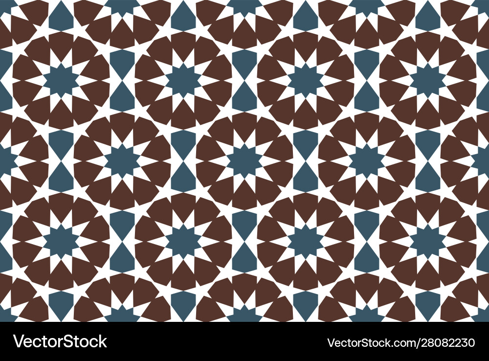 Brown and blue moroccan motif tile pattern vector image