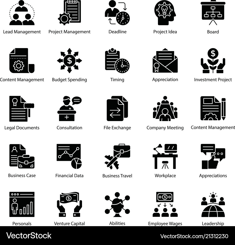 Business Management Glyph Icons Pack Business Management Glyph Icons Pack vektorbild