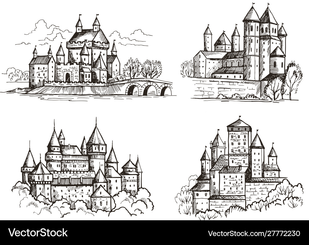Castles medieval buildings for knights czech Castles medieval buildings for knights czech vector image