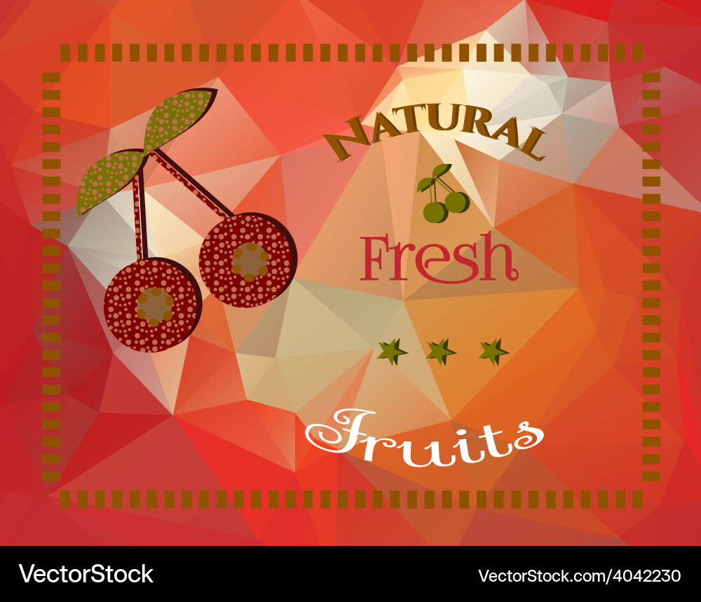Cherries on a triangular background Vector Image