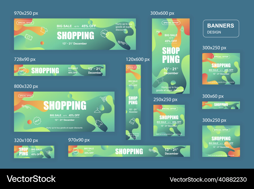 Collection web banners different sizes for mobile Vector Image