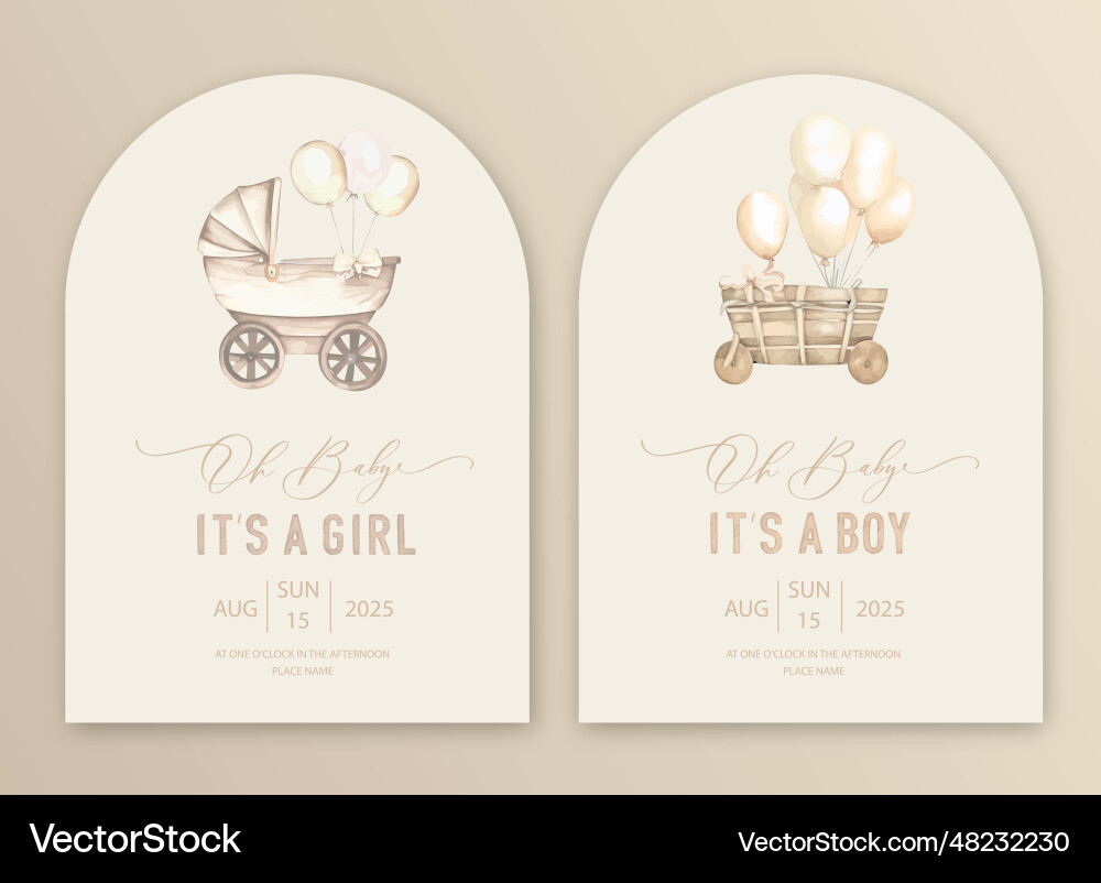 Cute baby shower watercolor invitation card Cute baby shower watercolor invitation card vector image