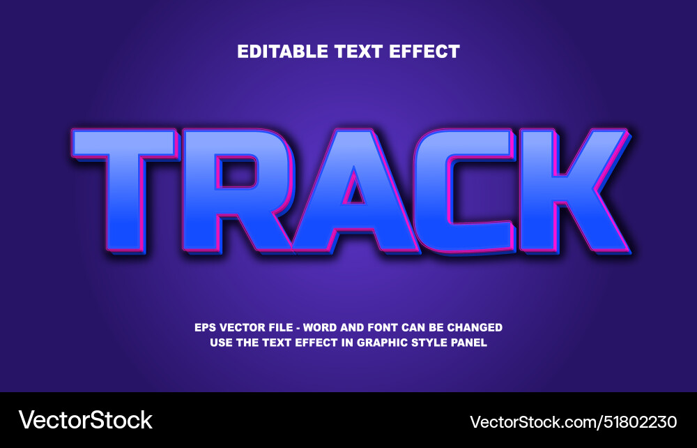 Editable text effect track 3d template Vector Image