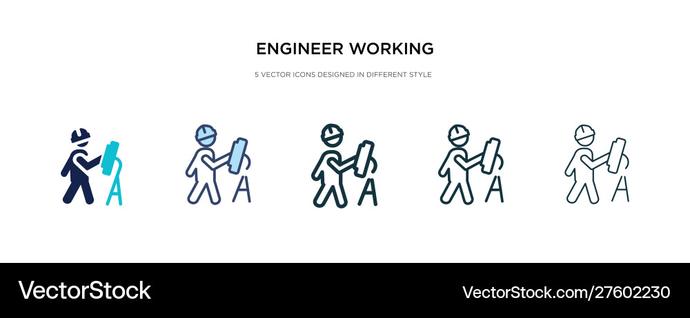 Engineer working icon in different style two Engineer working icon in different style two vector image