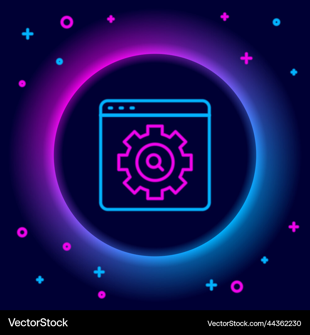 Glowing neon line browser setting icon isolated vector image