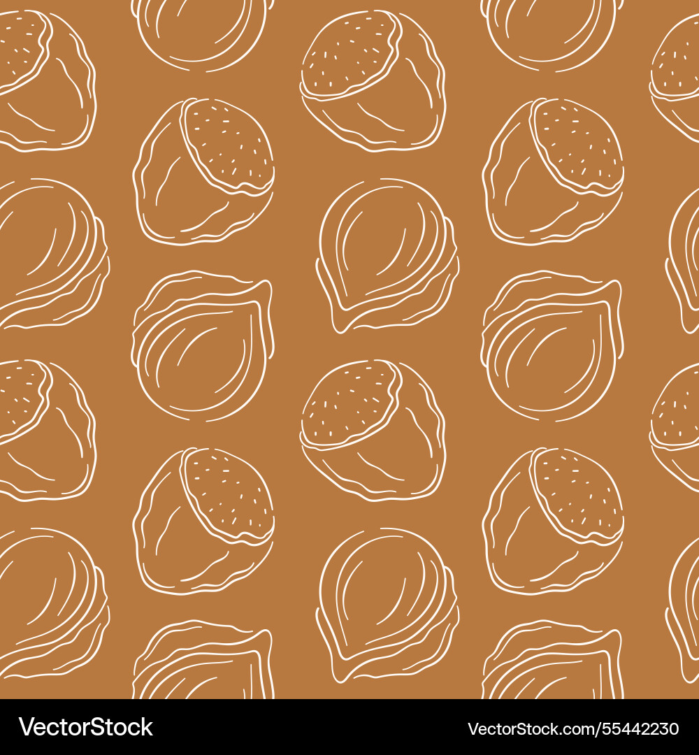 Hazelnuts seamless pattern in line art style Vector Image