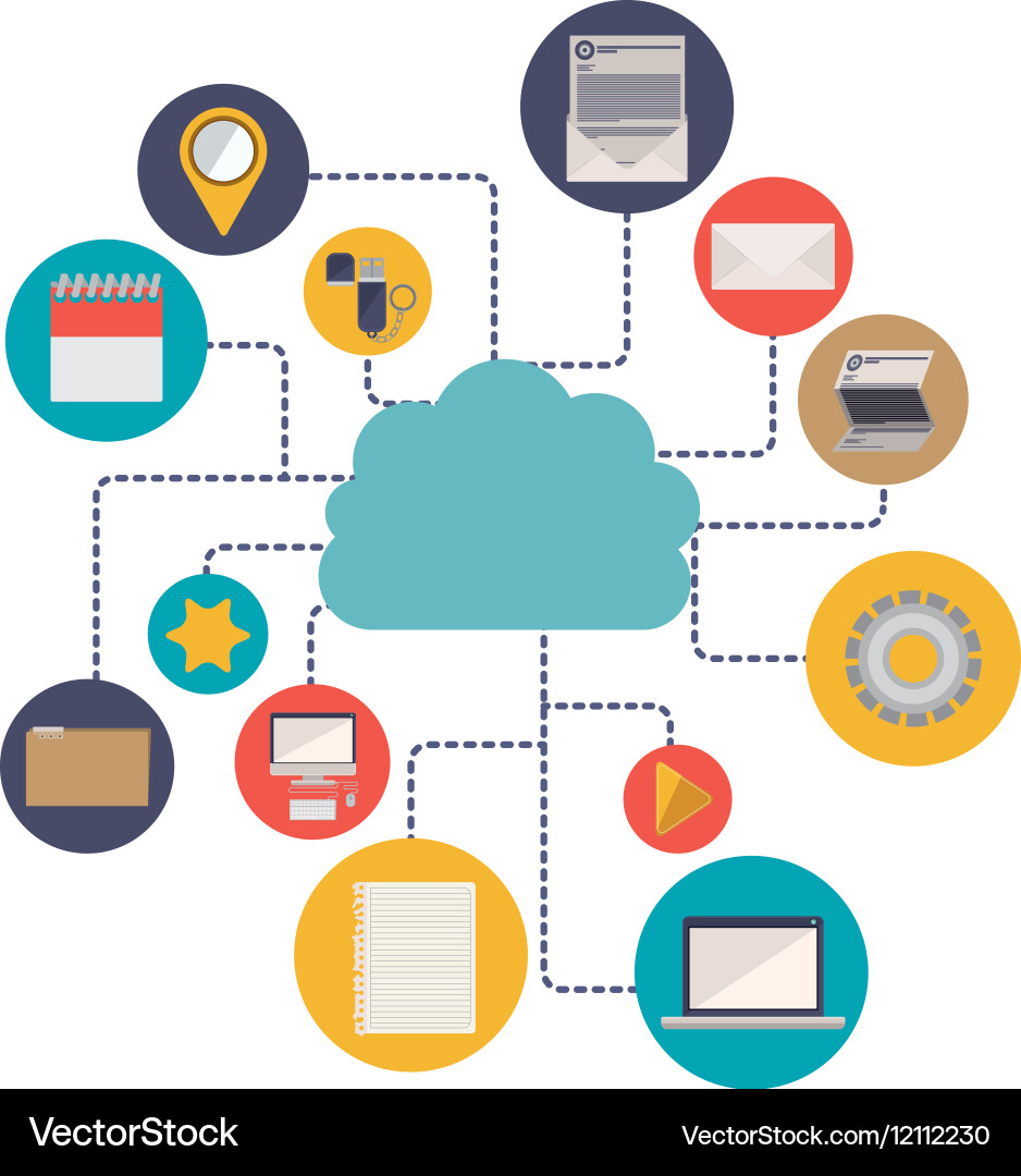 Media and cloud computing design vector image