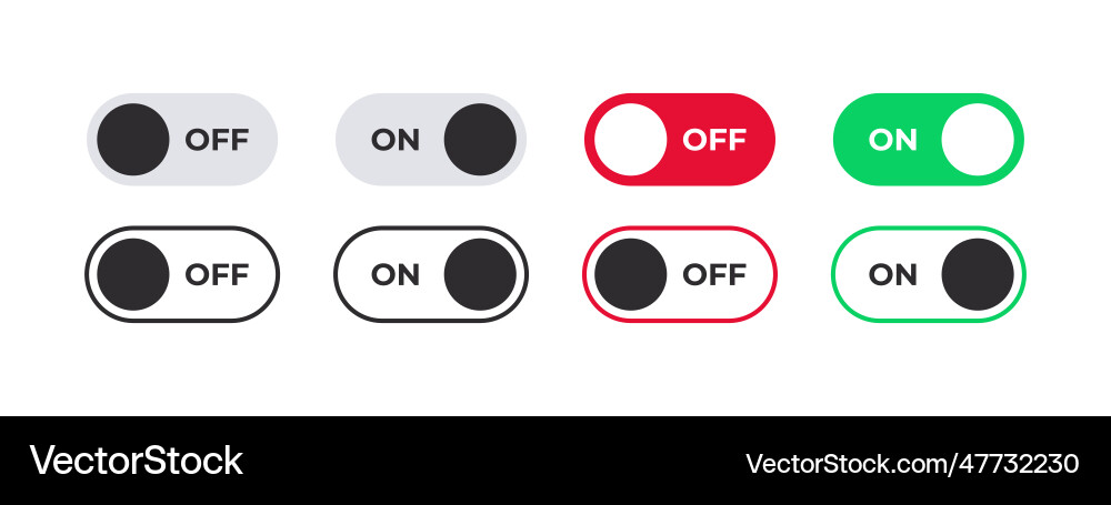 On and off badges switcher icons scalable On and off badges switcher icons scalable vector image