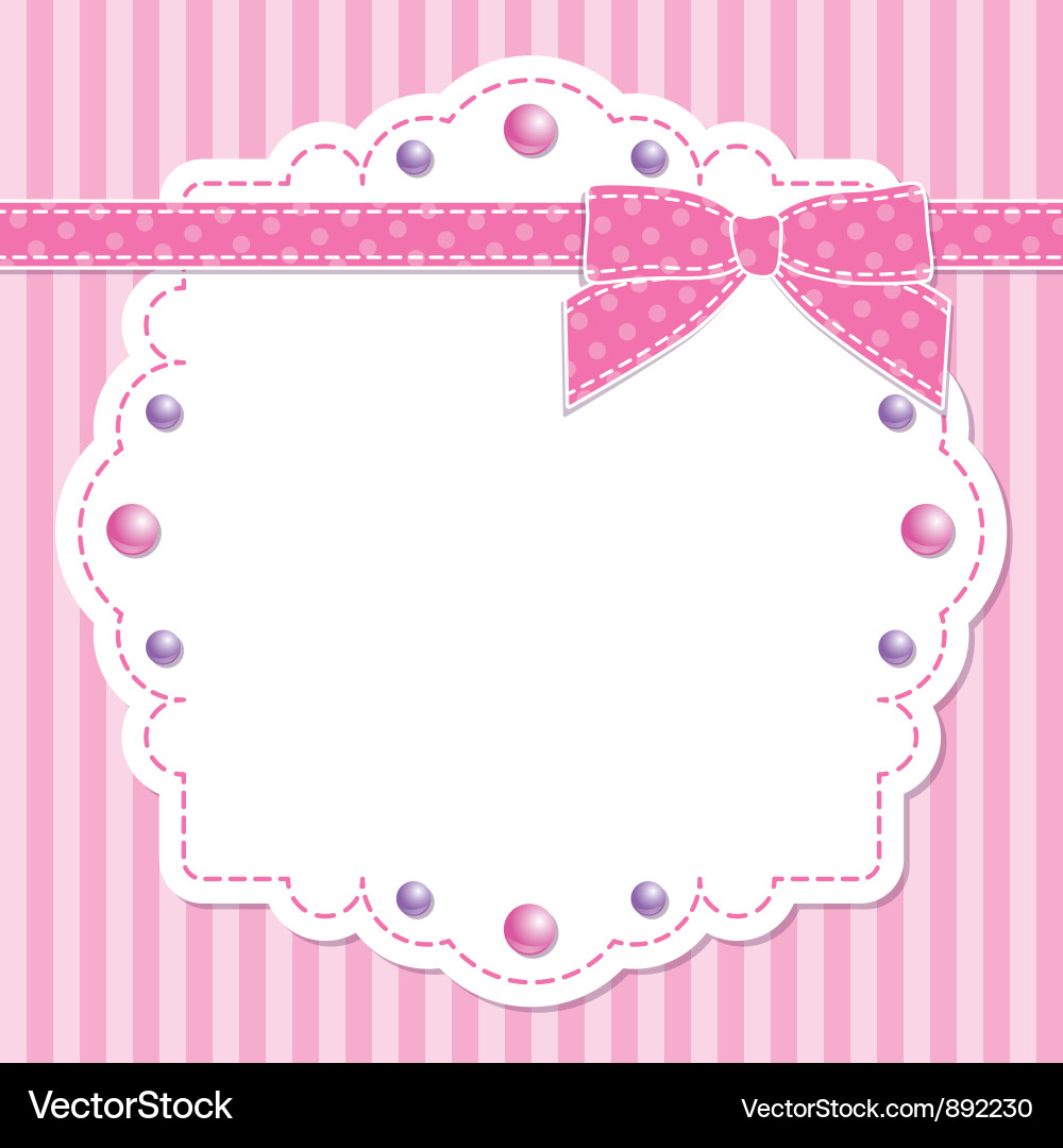 Pink frame with bow Royalty Free Vector Image - VectorStock