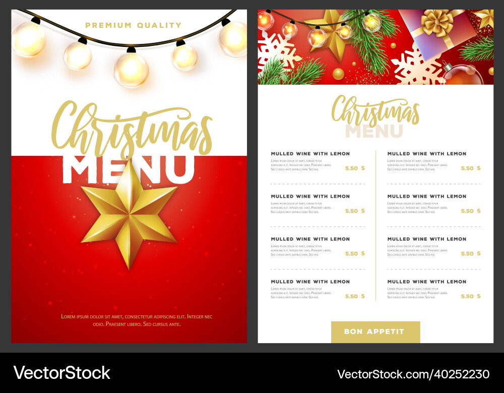 Restaurant christmas holiday menu design Restaurant christmas holiday menu design vector image