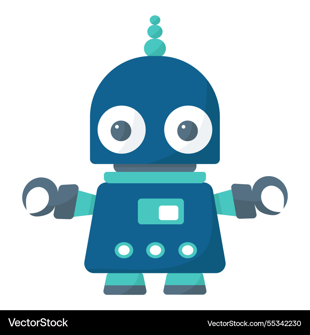 Robot android in doodle style isolated vector image