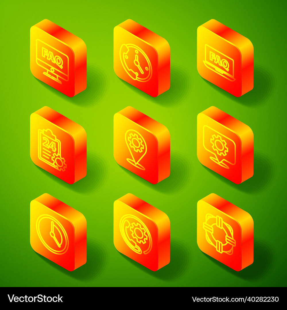 Set line computer monitor and faq telephone 24 Vector Image