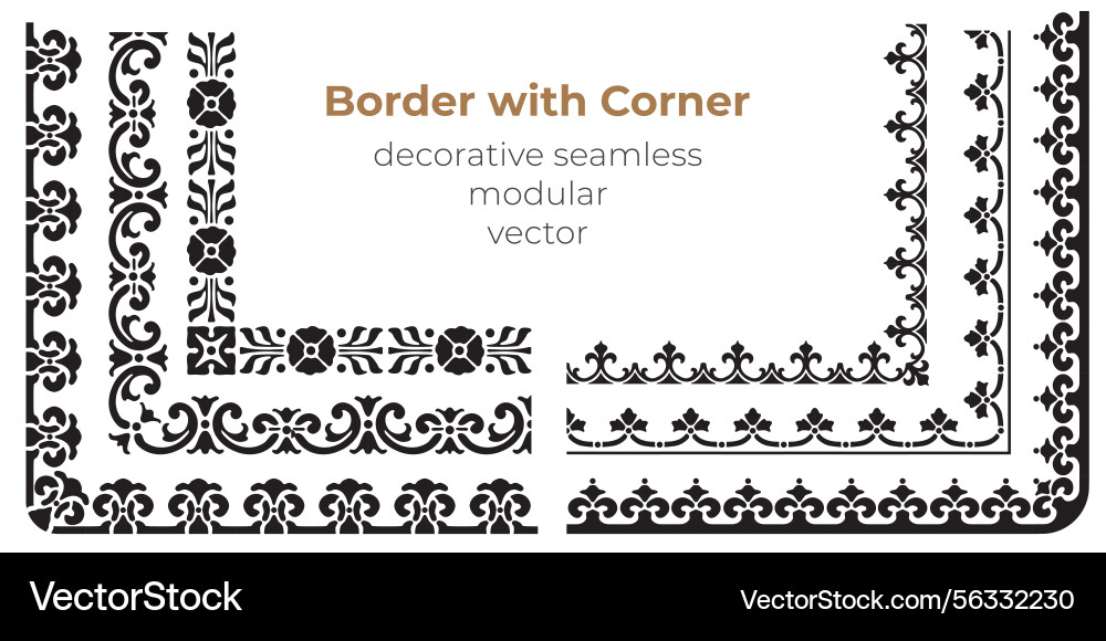 Set of decorative seamless ornamental border Set of decorative seamless ornamental border Vector Image