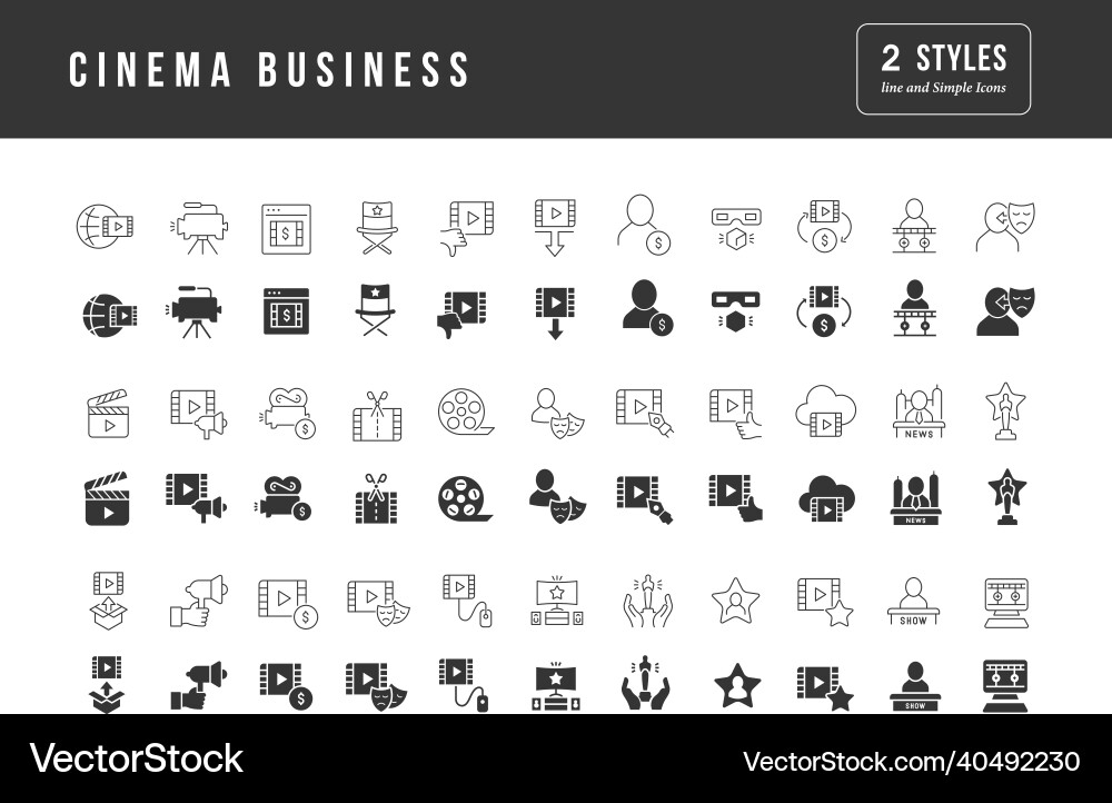 Set of simple icons cinema business vector image