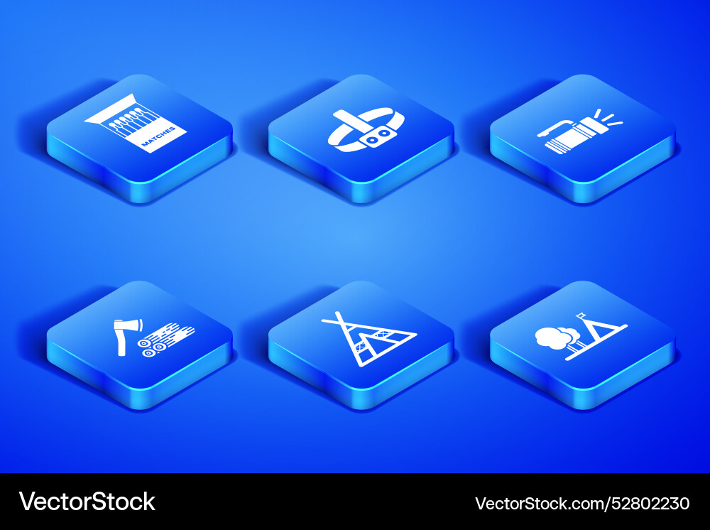 Set tourist tent with flag open matchbox Vector Image
