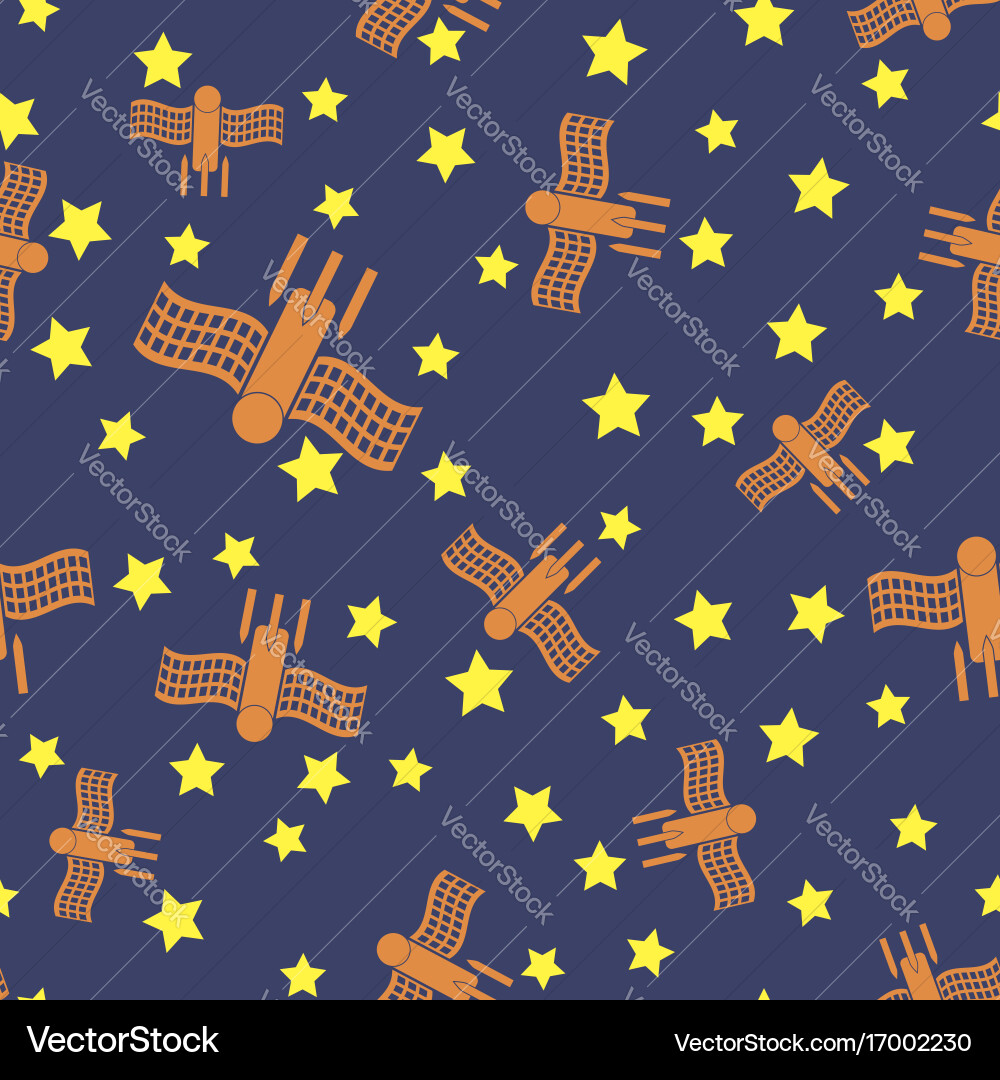 Spaceship seamless pattern spacecraft background Vector Image