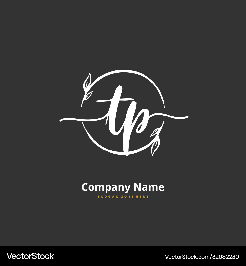 T p tp initial handwriting and signature logo T p tp initial handwriting and signature logo Vector Image