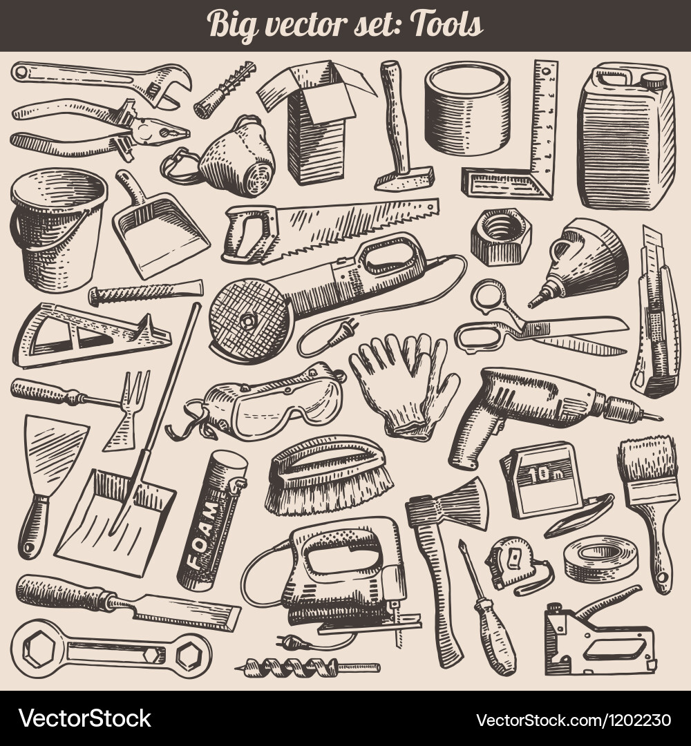 Tool Doodle Collection Vector Image